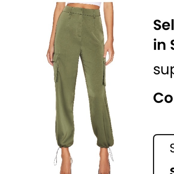 Superdown Seleste Drawstring Jogger Pant in Sage - Picture 1 of 5